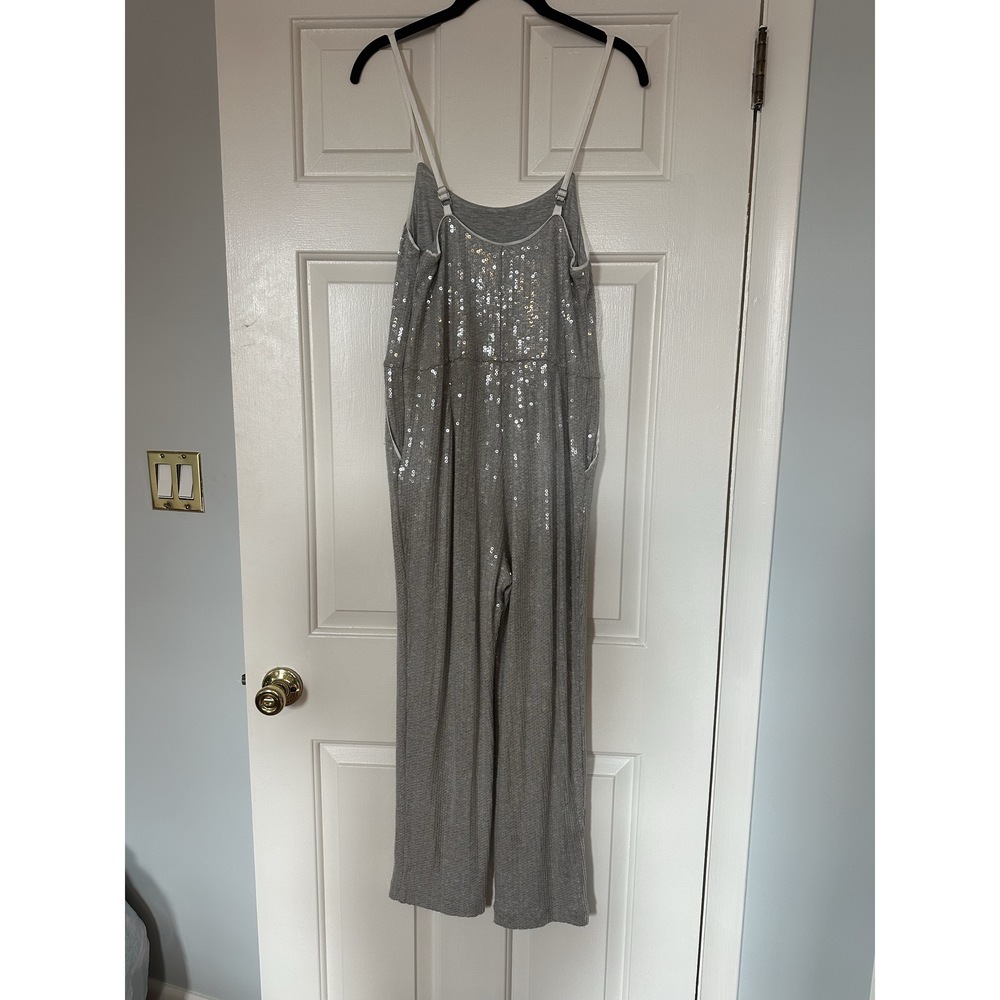 Ett Twa Claudette Anthropologie Silver Sequin Jumpsuit - Picture 5 of 10